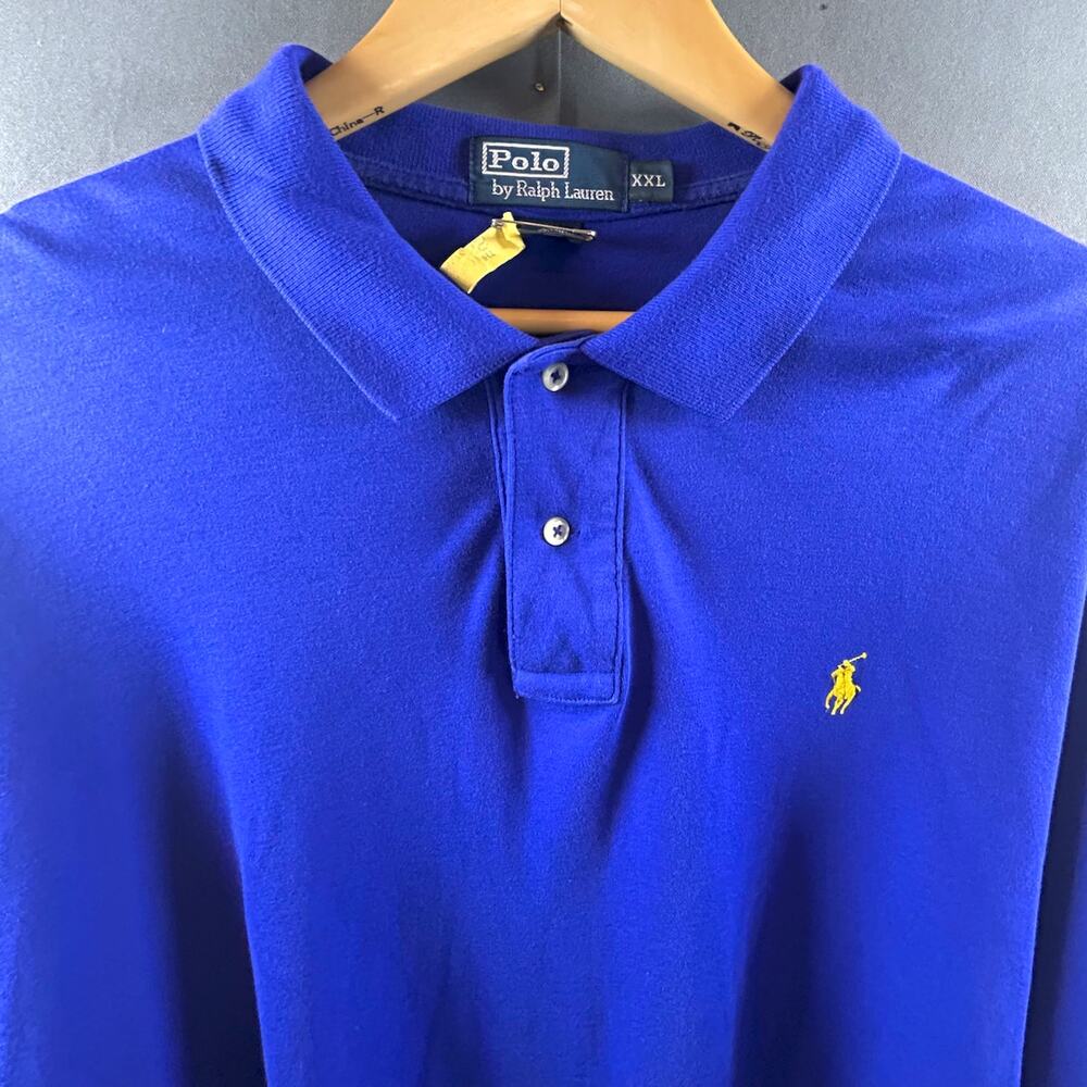 Vintage Polo Ralph Lauren Blue Long Sleeve 90s Preppy Old Money Style XXL - Picture 6 of 12